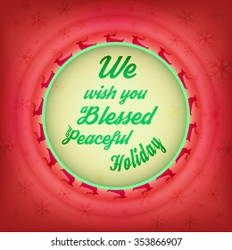 Christmas circle with deer, elements and text green
