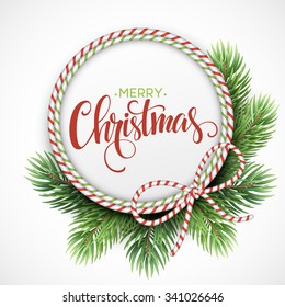 Christmas Circle Frame Of Fir Branches. Vector Illustration EPS10