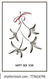 Christmas circle frame and wreath with hand drawn winter plants. Fir branches, pine cones, mistletoe and poinsettia. Great for greeting cards, invitations, postcards and banners. Vector illustrations.
