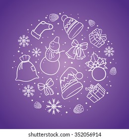 Christmas circle. Hand drawn doodle vector illustration.