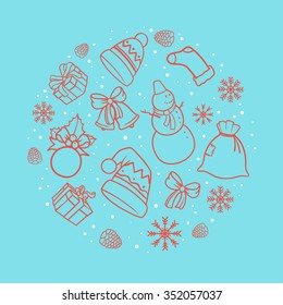 Christmas circle. Hand drawn doodle vector illustration.