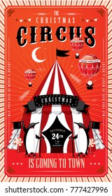 christmas circus/ carnival template vector/illustration