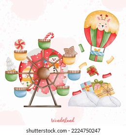 Christmas circus, Wonderland Christmas, Christmas amusement park element
