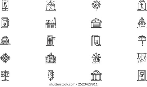 Christmas city icons High-Quality Vector Icons Collection with Editable Stroke. Ideal for Professional and Creative Projects.