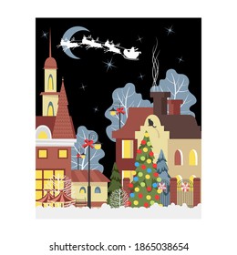 Christmas city. Merry Christmas. Christmas banner. holiday houses