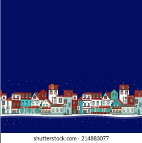 Christmas city (seamless pattern) 