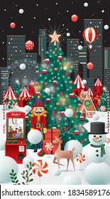 christmas in the city vector/illustration