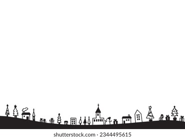 Christmas cityscape silhouette illustration background