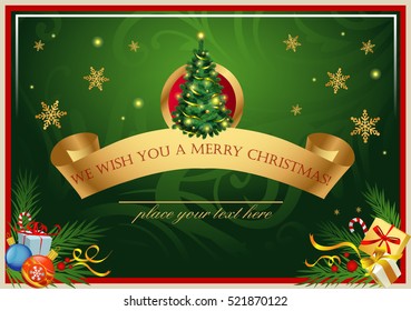 Christmas classic background for greeting cards, banners, presentations, decorations.  