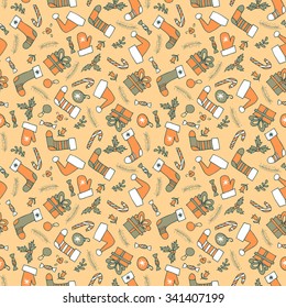 christmas classic elements seamless pattern.winter  holydays vector background. 