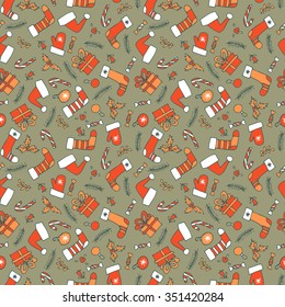 christmas classic elements seamless pattern.winter  holidays vector background. 