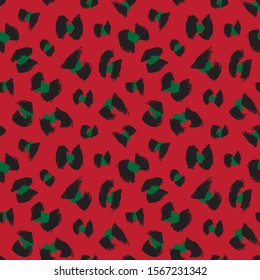 Christmas Classic Modern Animal Leopard Brush Strokes Seamless Print Background in Vector - Suitable for website resources, graphics, print designs, fashion textiles and etc.