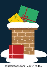 Christmas cliaprt with chimney with gifts