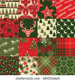 Christmas clip art elements patchwork wallpaper abstract vector seamless pattern