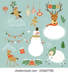 Christmas Clip Art. Letering, graphic characters, symbols 