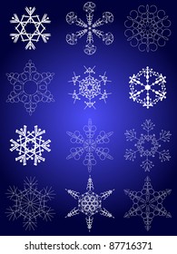Christmas clip art set of vector snowflake
