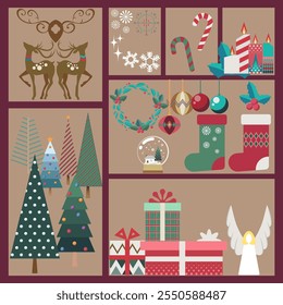  Navidades Clip arte, Vector, Navidades diseño plano 