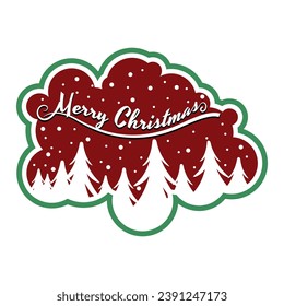 Christmas clipart of a pine tree during snowfall in the form of a field resembling a cloud