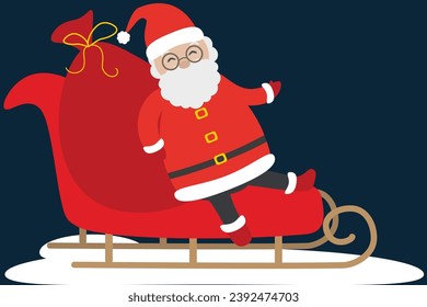 Christmas clipart with Santa Claus in sledge
