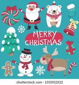 Christmas clipart set Santa’s friends