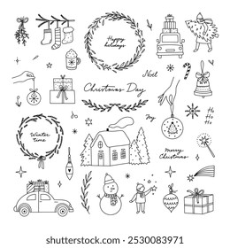 Christmas clipart set. Vector winter illustrations. Merry Christmas doodles