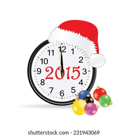 christmas clock 2015 color vector art illustration