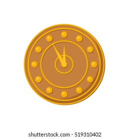Christmas clock. Cartoon icon. Isolated object on a white background. Vector illustration.