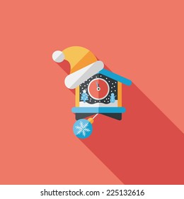 Christmas clock flat icon with long shadow,eps10