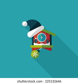 Christmas clock flat icon with long shadow,eps10