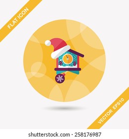 Christmas clock flat icon with long shadow,eps10