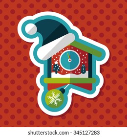 Christmas clock flat icon with long shadow,eps10