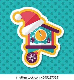 Christmas clock flat icon with long shadow,eps10