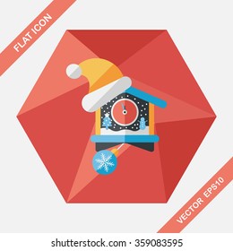 Christmas clock flat icon with long shadow,eps10