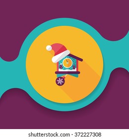 Christmas clock flat icon with long shadow,eps10