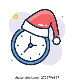 Weihnachtsuhrsymbol in flachem Umriss, trendiger Vektor