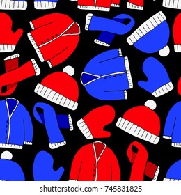 Christmas clothing vector illustration. Doodle style. Design, print, logo, decor, textile, paper.