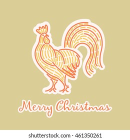 Christmas cock straight stylized vector design new year