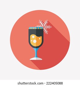Christmas cocktail flat icon with long shadow,eps10