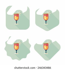 Christmas cocktail flat icon with long shadow,eps10