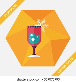 Christmas cocktail flat icon with long shadow,eps10