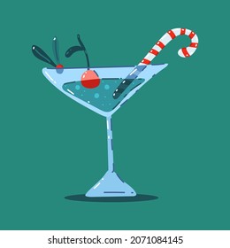Christmas cocktail vector cartoon illustration isolated on a white background.