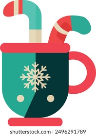 Navidades taza de café Vector de icono plano. Gráficos de Vector de taza de café 