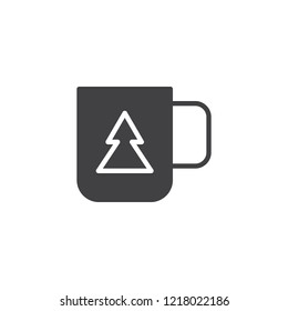 Christmas Coffee cup vector icon. filled flat sign for mobile concept and web design. Mug with xmas tree simple solid icon. Symbol, logo illustration. Pixel perfect vector graphics