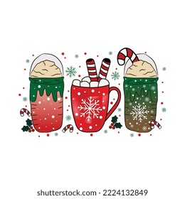 tazas de café de Navidad sublimación png, sublimación de navidad, tazas de café de invierno 