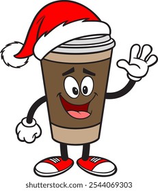 Weihnachtskaffee, handgezeichnete Vektorgrafik einzeln auf transparentem Hintergrund