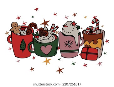 Christmas coffee mug vector illustration. 