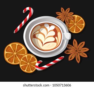 Christmas coffee spices background
