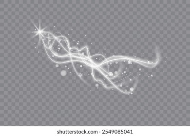 Christmas cold blizzard effect with snow. Vector texture Cold winter wind with snowflakes on transparent background
