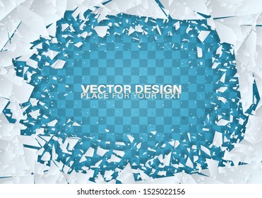 Christmas. Cold crystals frame. Crystal frozen structure. Vector frozen ice icicle frames for sale or winter school isolated on blue background. Blue winter empty banner templates wit snow caps.