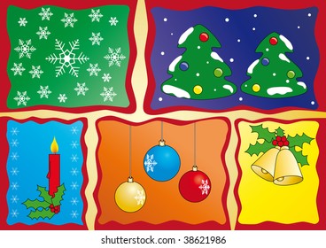 Christmas collage of five different holiday pictures